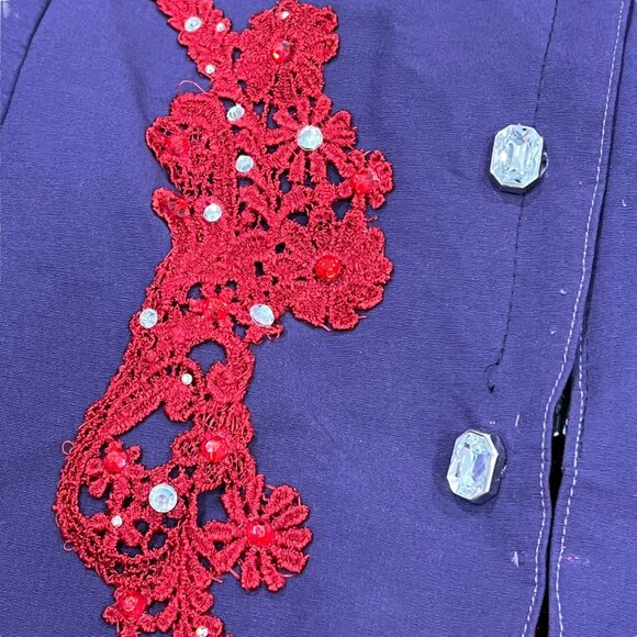 Purple & Red Lace Floral Top Skirt Drawstring Pouch Plus Size Cosplay Theater - Picture 8 of 16